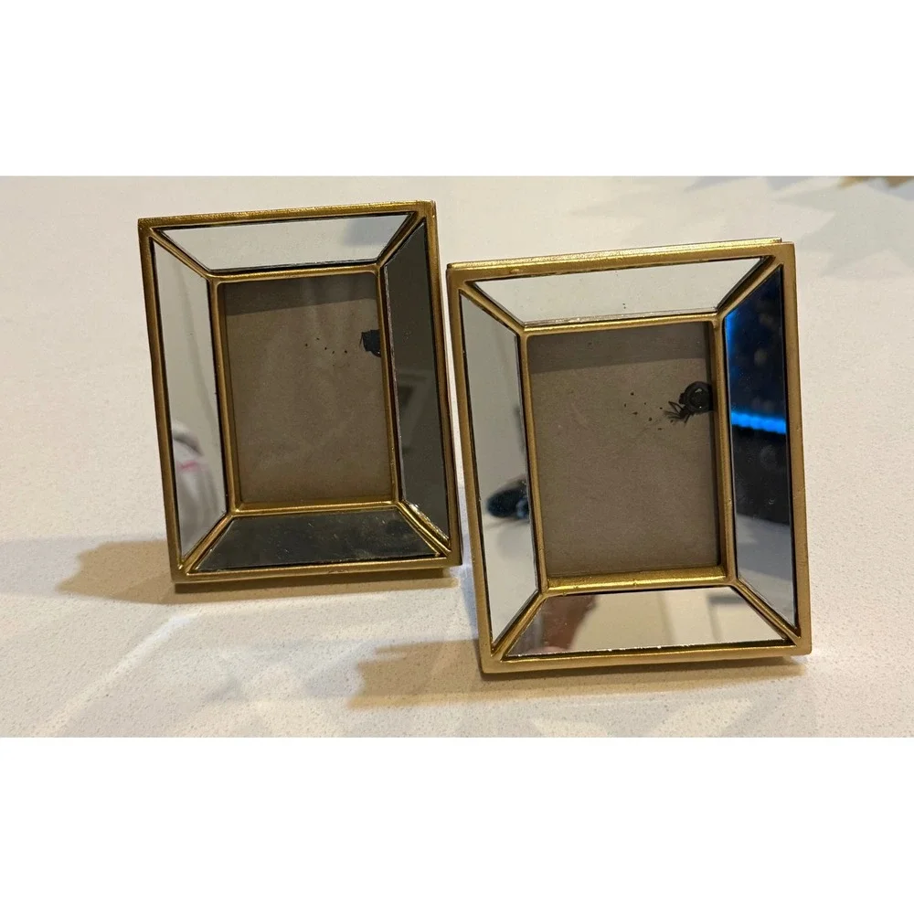 Mirrored Gold Accent Photo Frames Desktop‎ Display 5